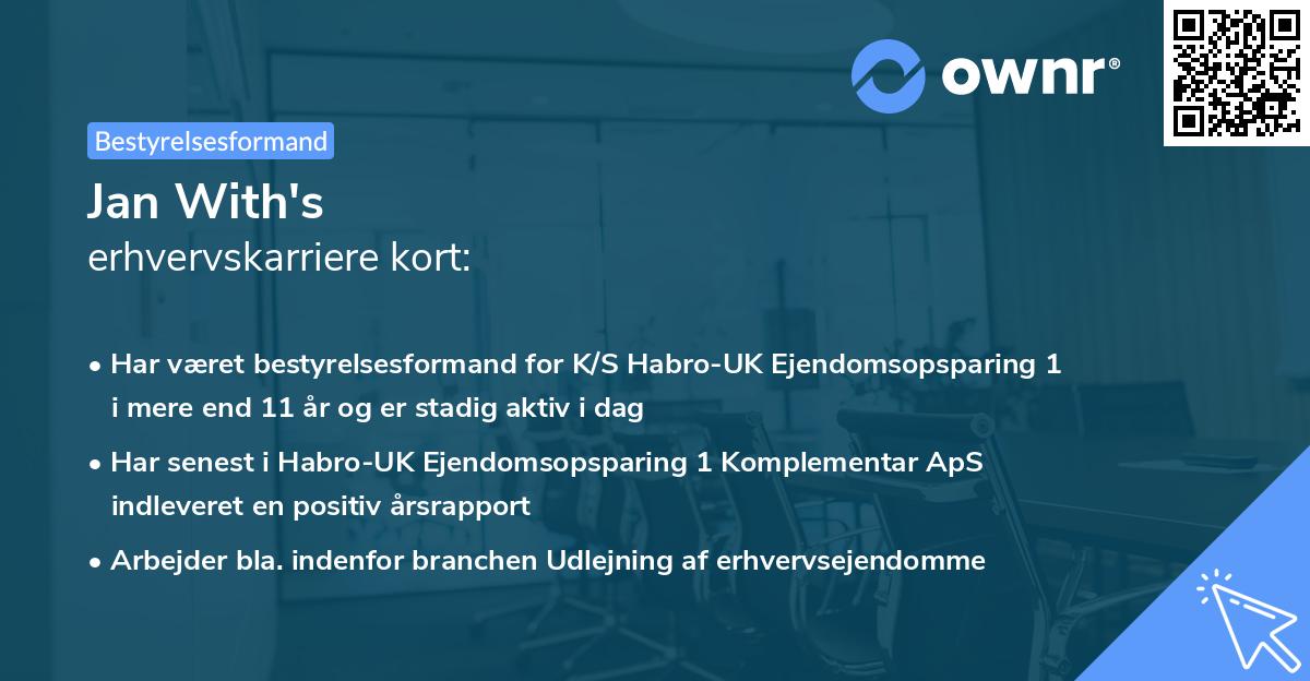 Jan With's erhvervskarriere kort