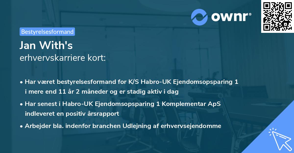 Jan With's erhvervskarriere kort