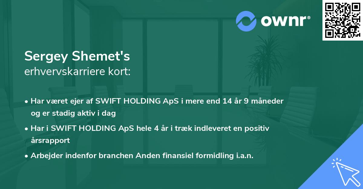 Sergey Shemet's erhvervskarriere kort