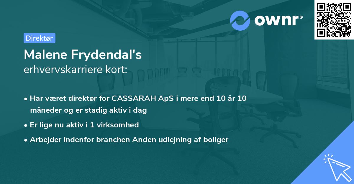 Malene Frydendal's erhvervskarriere kort