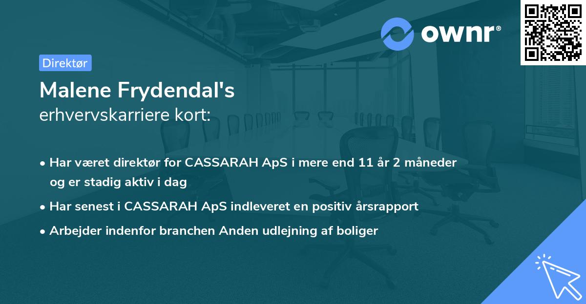 Malene Frydendal's erhvervskarriere kort