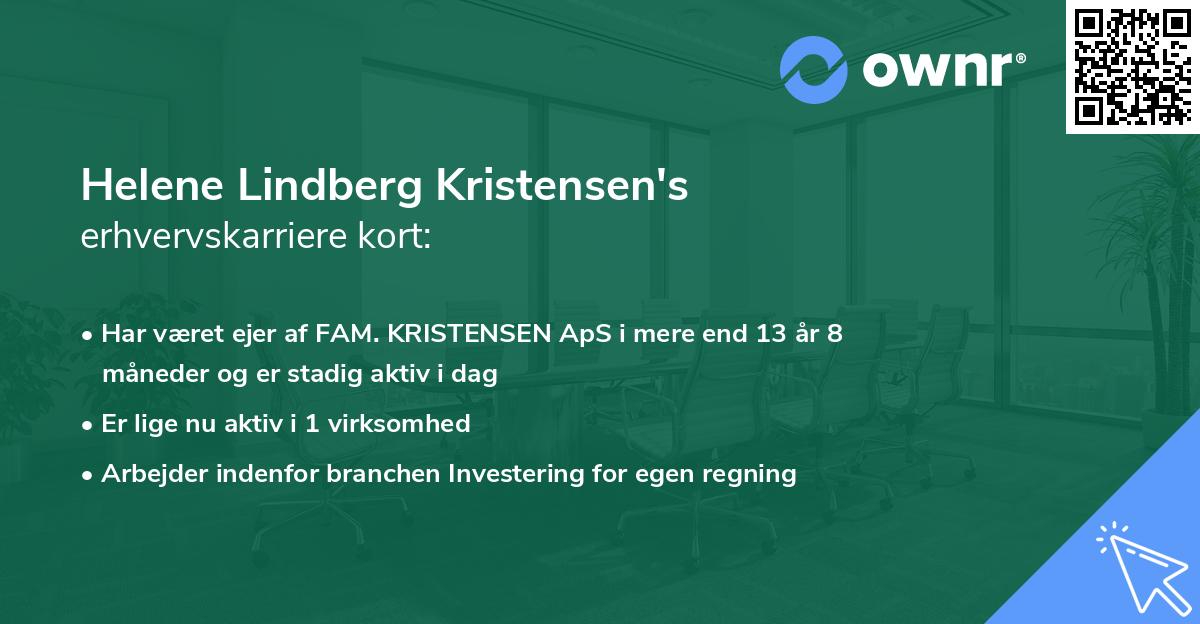 Helene Lindberg Kristensen's erhvervskarriere kort