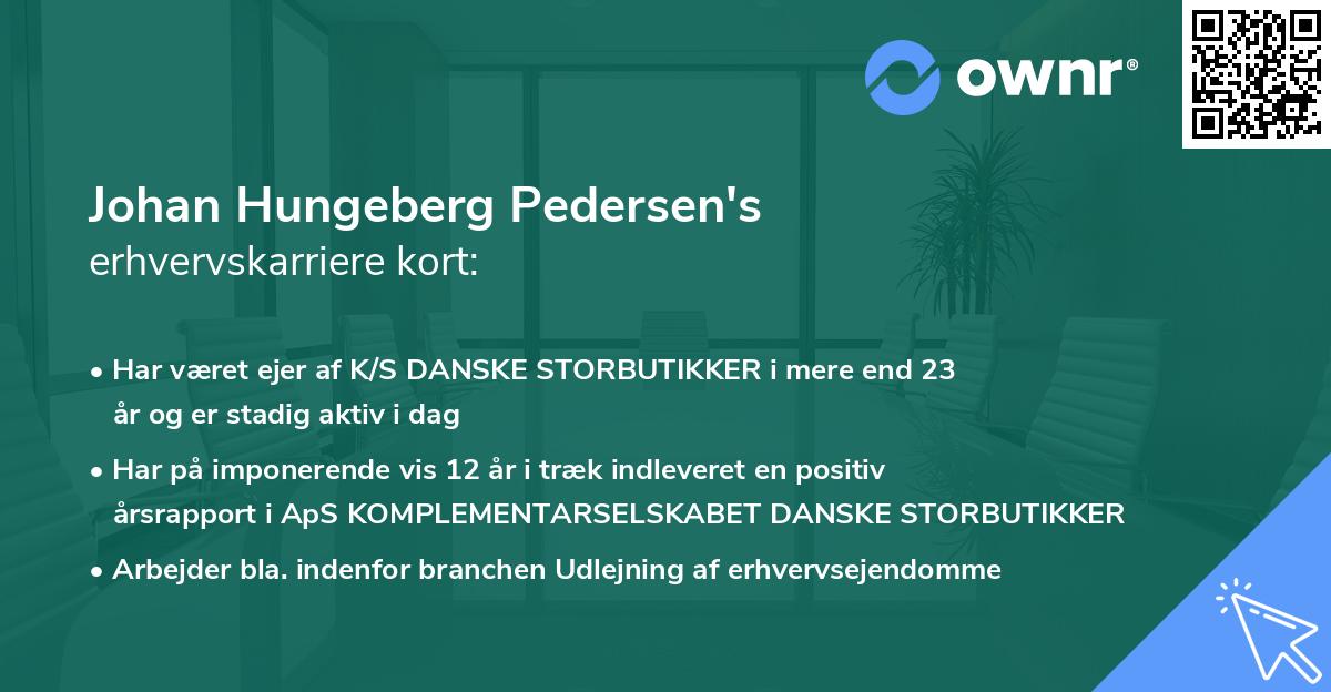 Johan Hungeberg Pedersen's erhvervskarriere kort