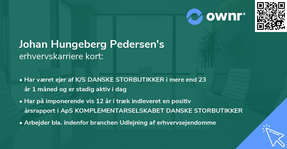 Johan Hungeberg Pedersen's erhvervskarriere kort
