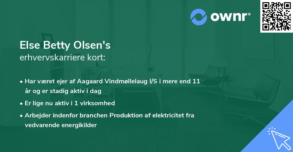 Else Betty Olsen's erhvervskarriere kort