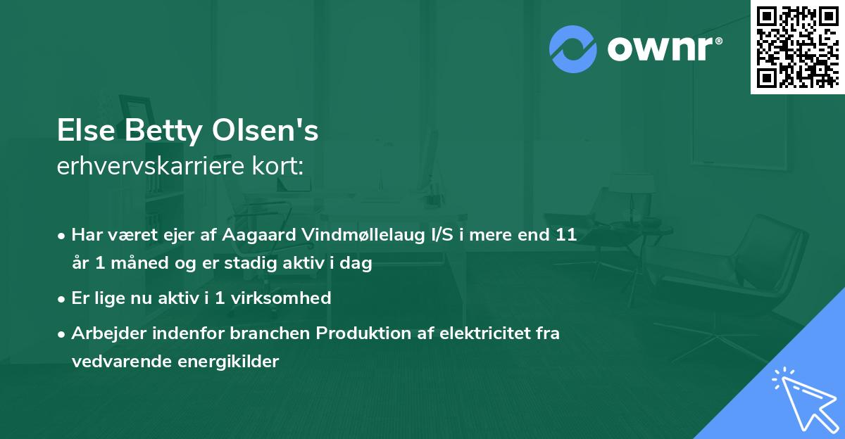 Else Betty Olsen's erhvervskarriere kort