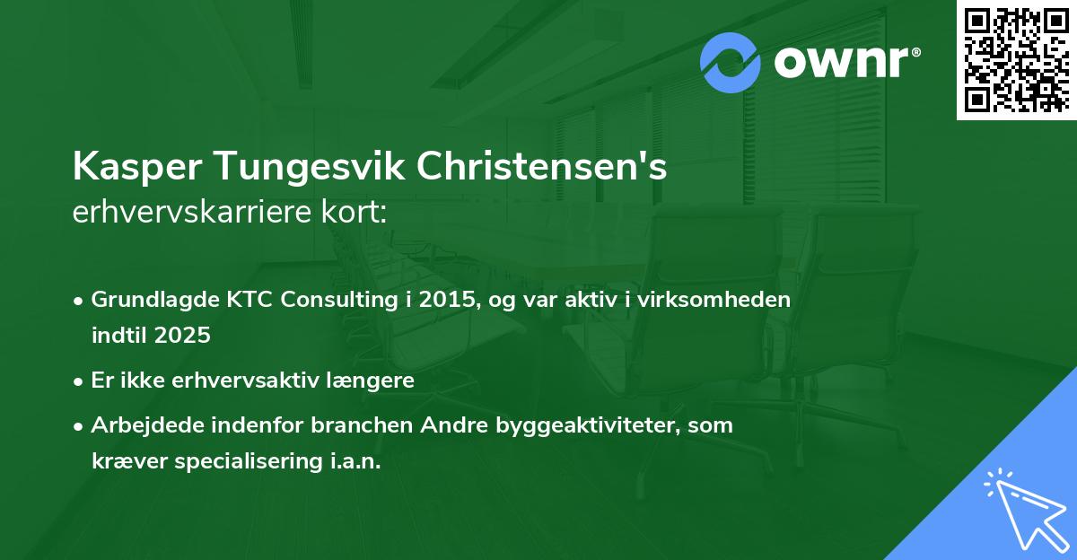 Kasper Tungesvik Christensen's erhvervskarriere kort
