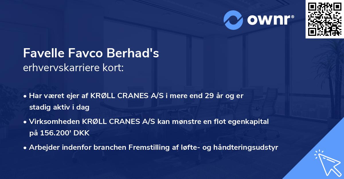 Favelle Favco Berhad's erhvervskarriere kort