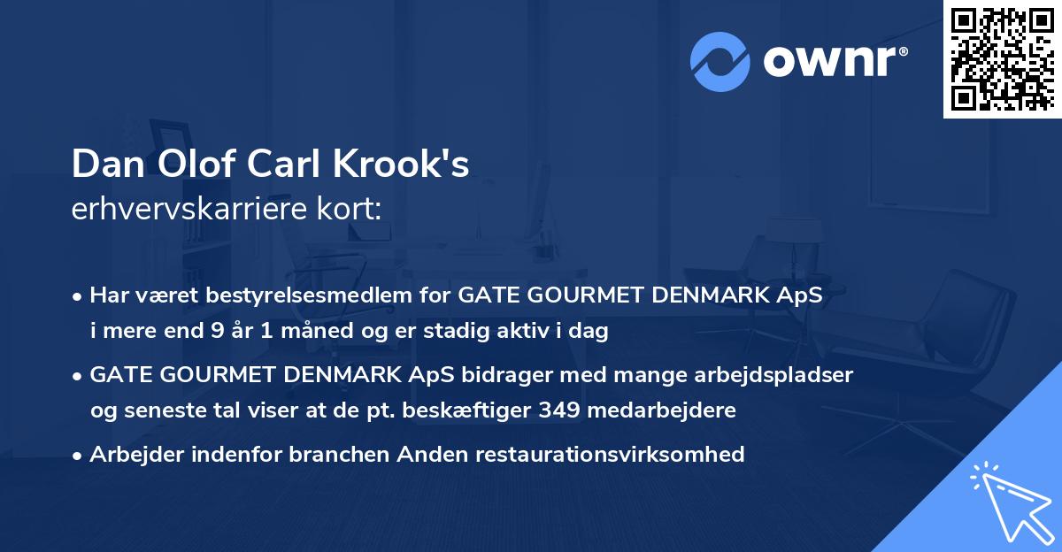 Dan Olof Carl Krook's erhvervskarriere kort