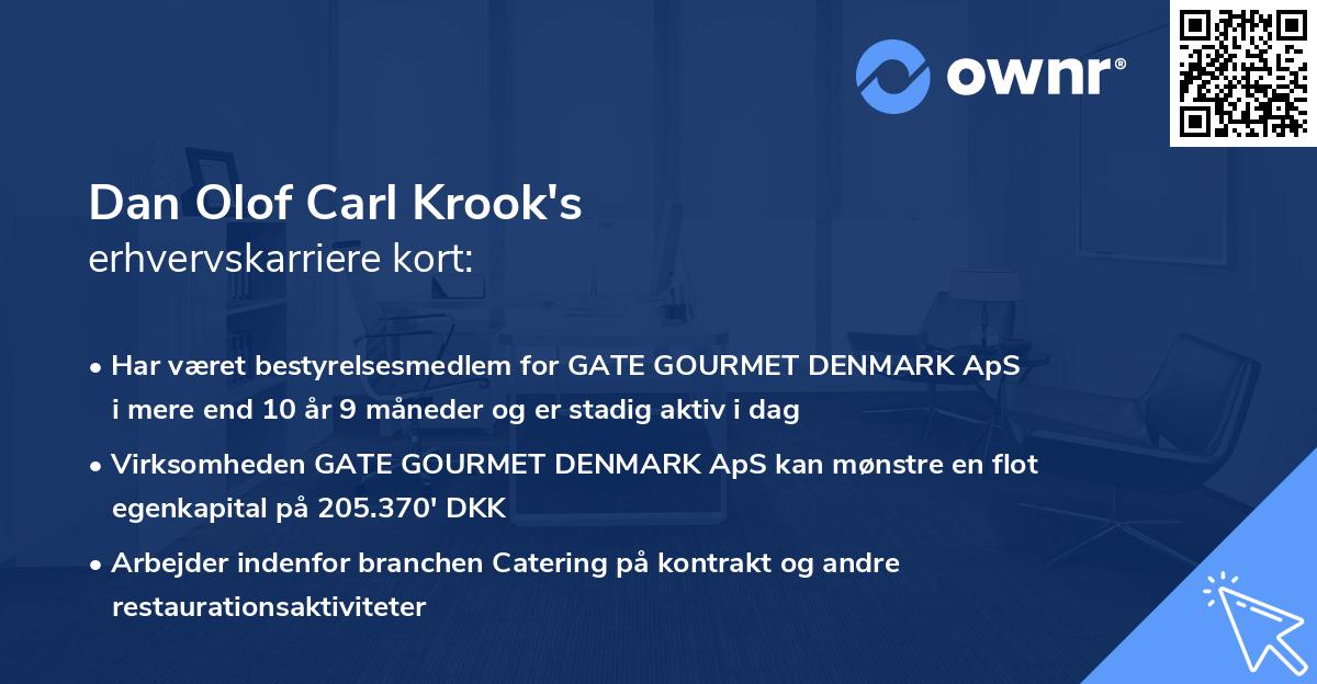 Dan Olof Carl Krook's erhvervskarriere kort