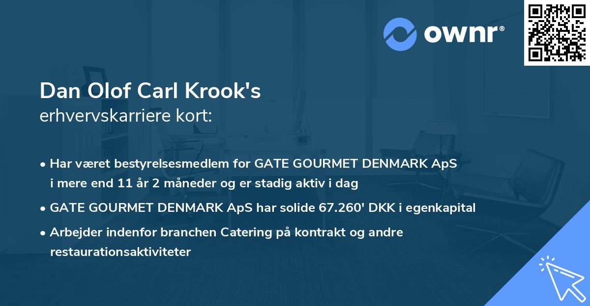 Dan Olof Carl Krook's erhvervskarriere kort