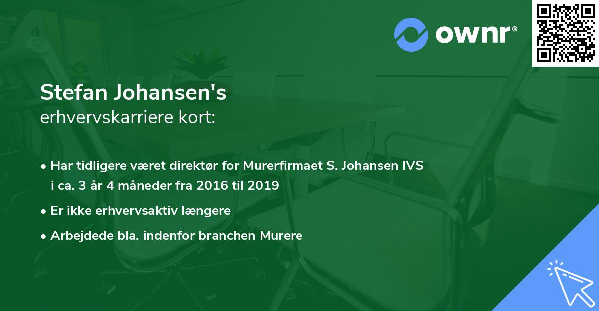 Stefan Johansen's erhvervskarriere kort