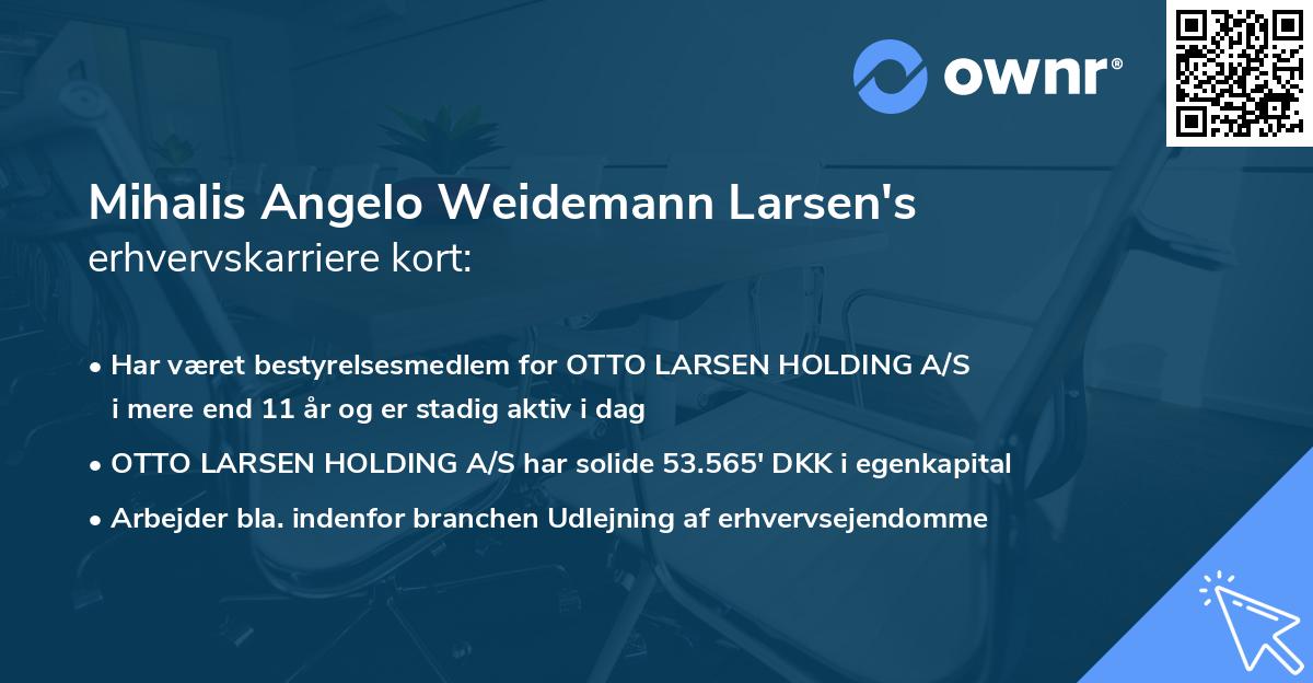 Mihalis Angelo Weidemann Larsen's erhvervskarriere kort