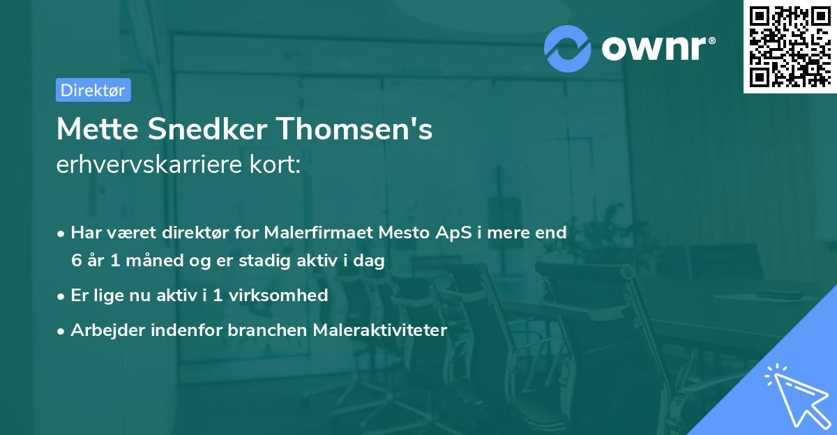 Mette Snedker Thomsen's erhvervskarriere kort