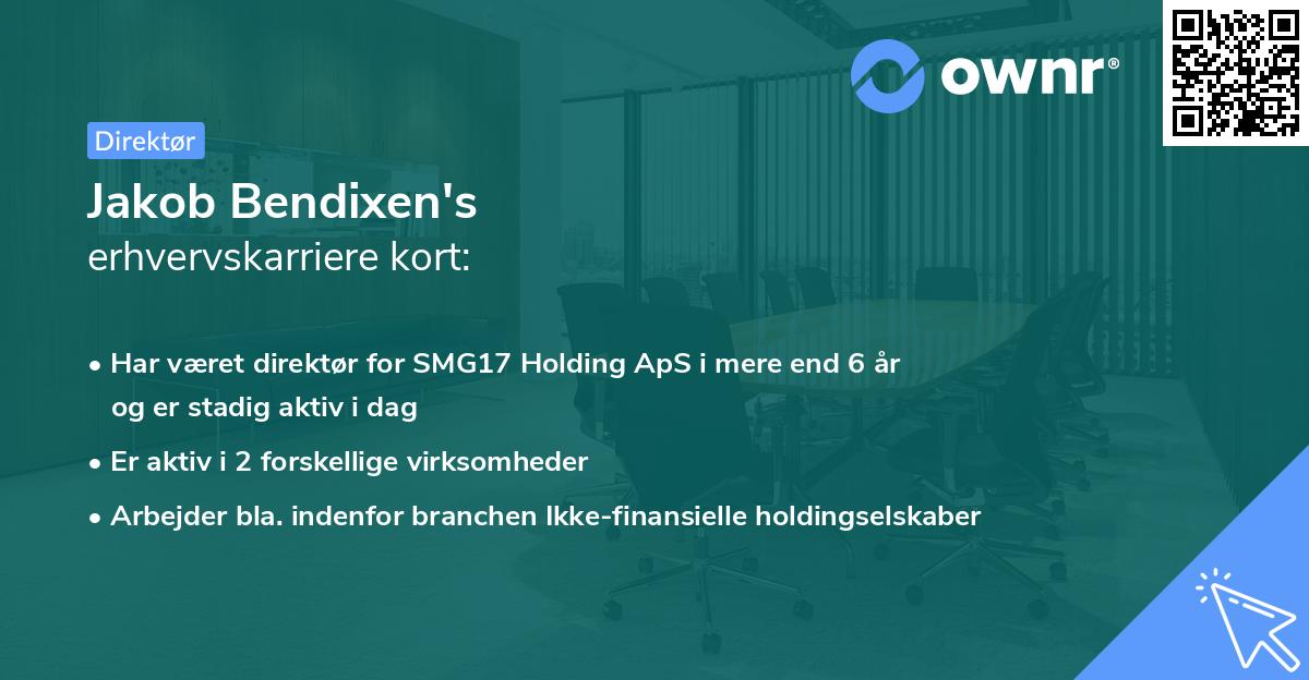 Jakob Bendixen's erhvervskarriere kort