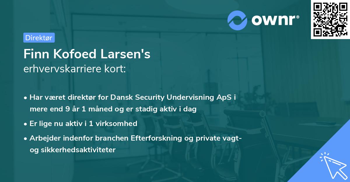 Finn Kofoed Larsen's erhvervskarriere kort