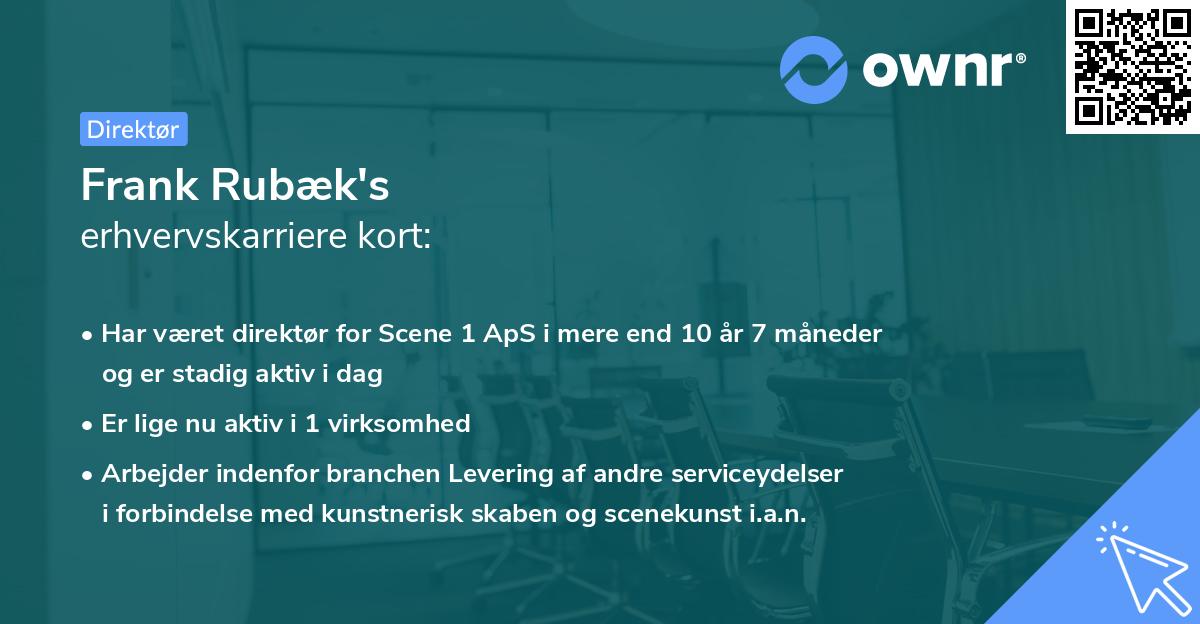 Frank Rubæk's erhvervskarriere kort