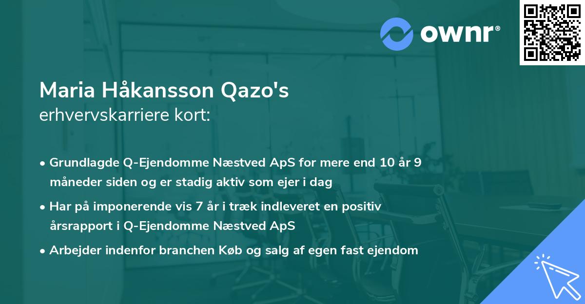 Maria Håkansson Qazo's erhvervskarriere kort