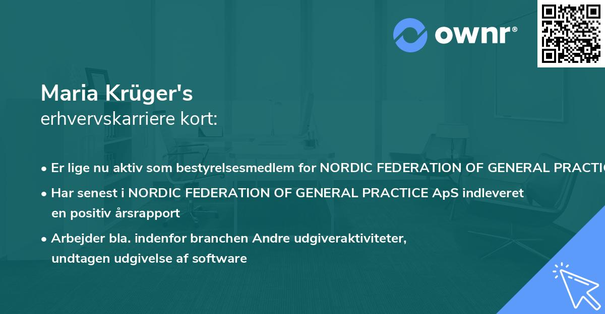 Maria Krüger's erhvervskarriere kort