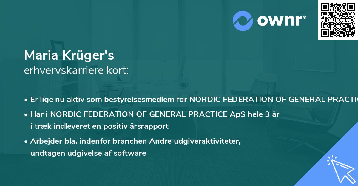 Maria Krüger's erhvervskarriere kort