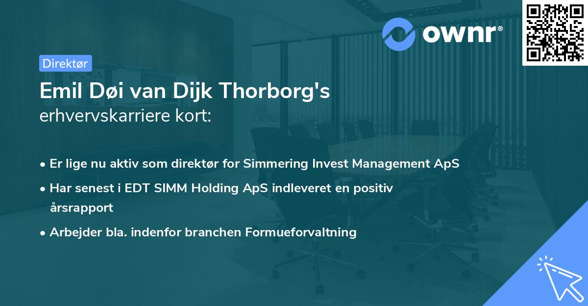 Emil Døi van Dijk Thorborg's erhvervskarriere kort