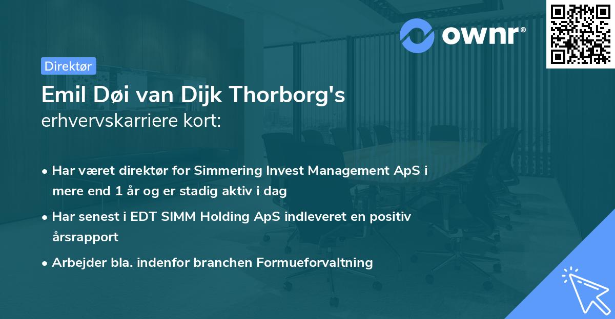 Emil Døi van Dijk Thorborg's erhvervskarriere kort