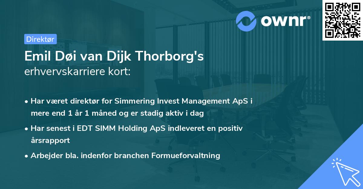 Emil Døi van Dijk Thorborg's erhvervskarriere kort