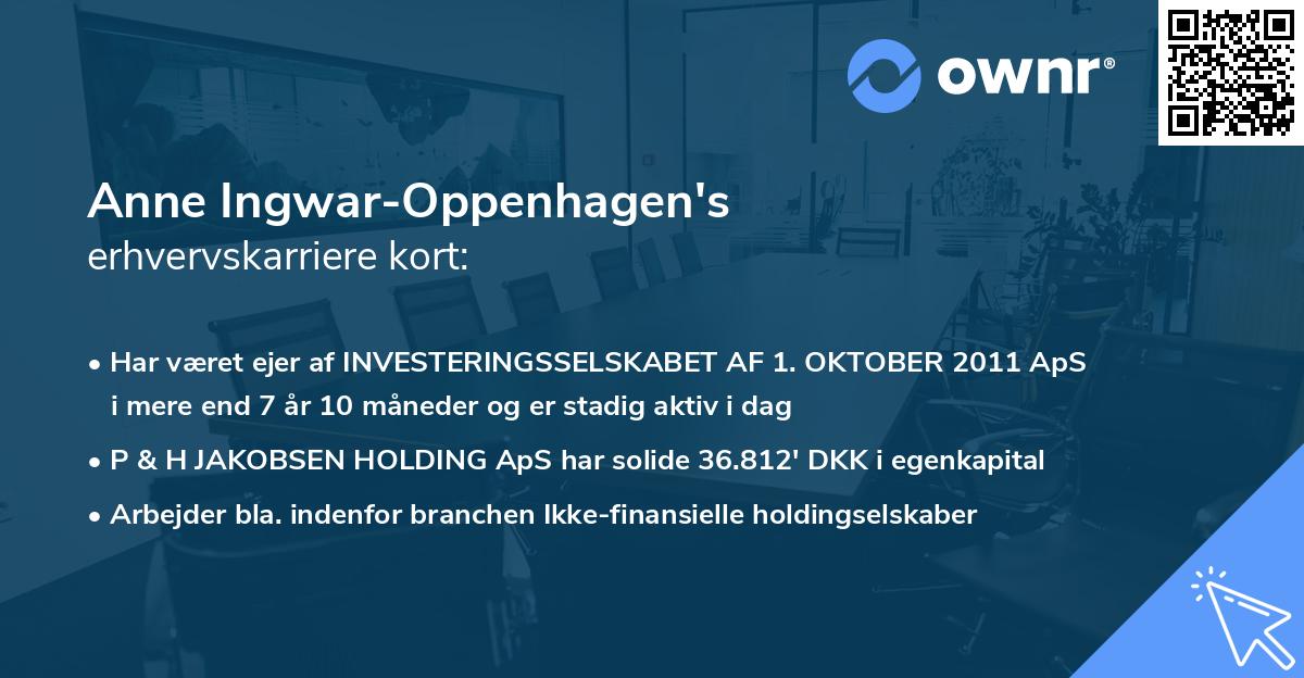 Anne Ingwar-Oppenhagen's erhvervskarriere kort