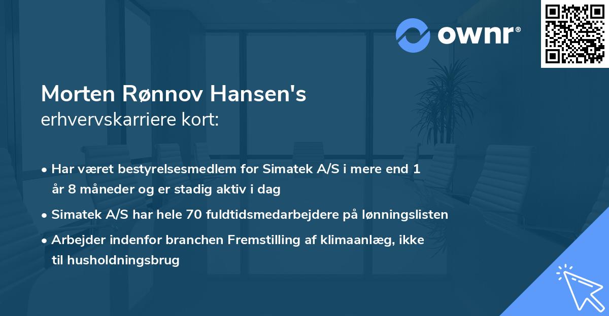 Morten Rønnov Hansen's erhvervskarriere kort