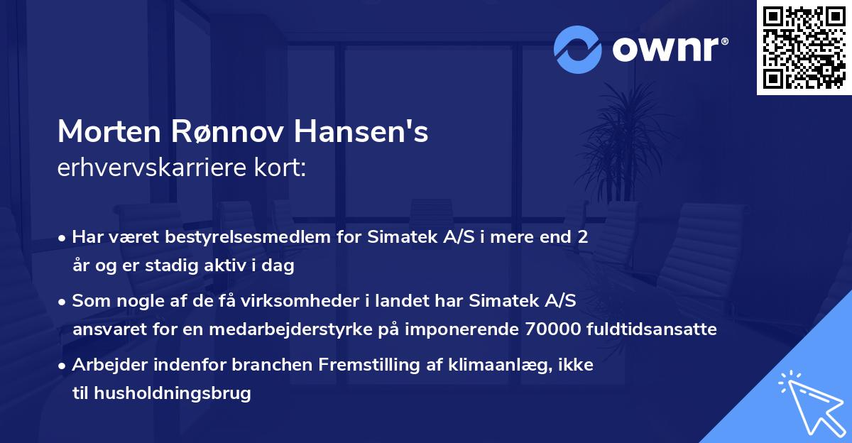 Morten Rønnov Hansen's erhvervskarriere kort