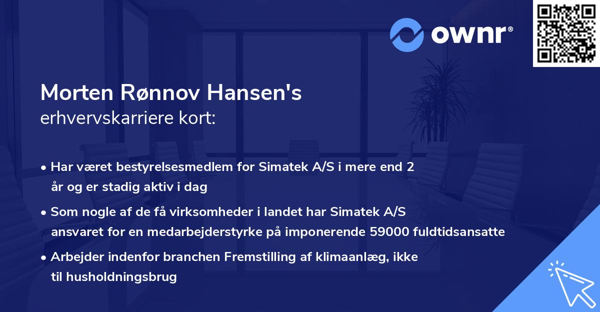 Morten Rønnov Hansen's erhvervskarriere kort