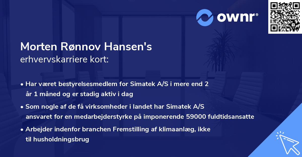 Morten Rønnov Hansen's erhvervskarriere kort