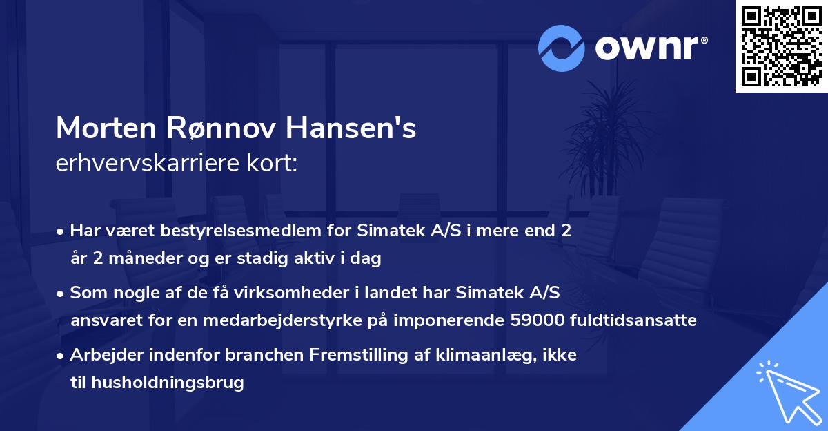 Morten Rønnov Hansen's erhvervskarriere kort