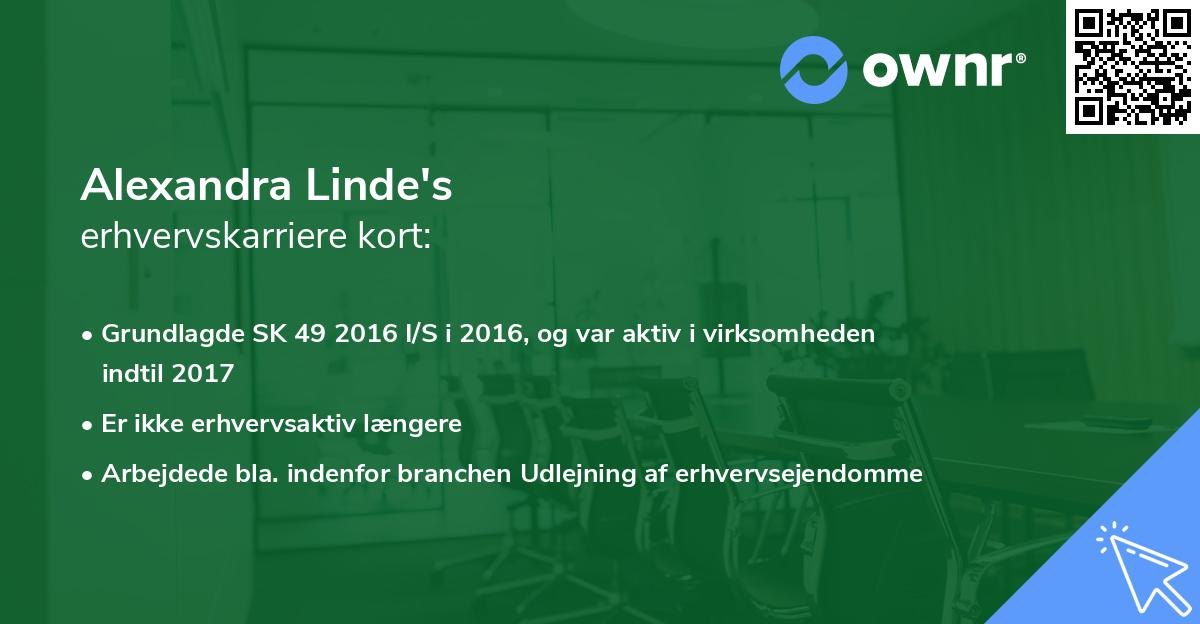 Alexandra Linde's erhvervskarriere kort