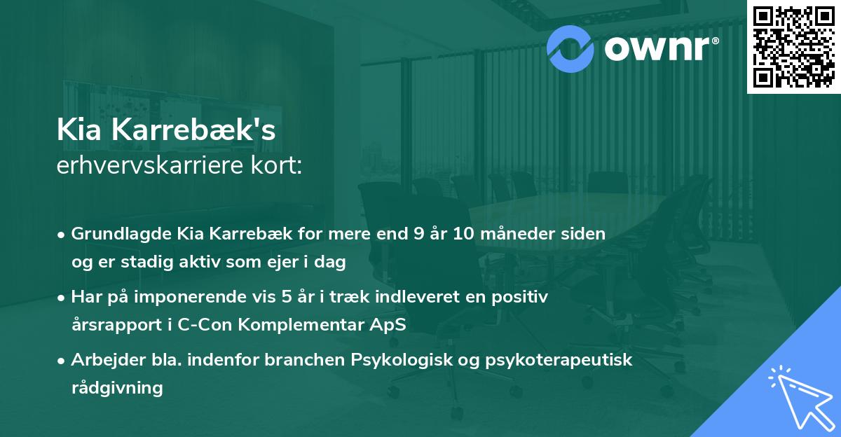 Kia Karrebæk's erhvervskarriere kort