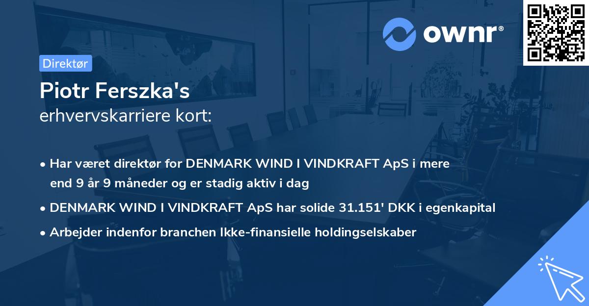 Piotr Ferszka's erhvervskarriere kort