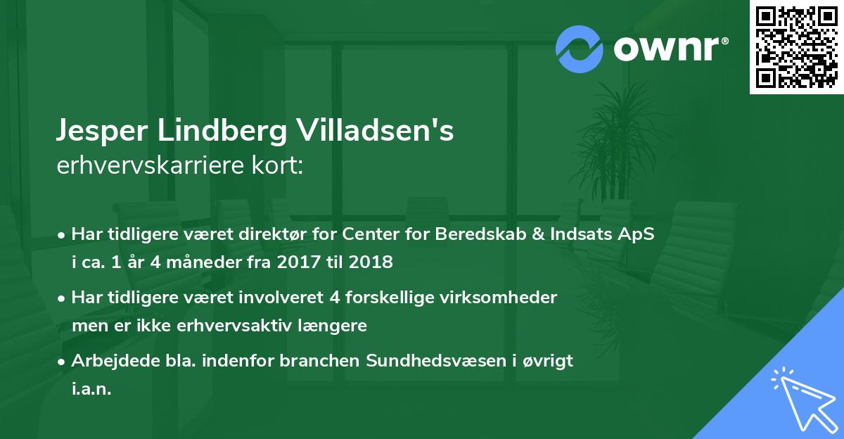 Jesper Lindberg Villadsen's erhvervskarriere kort
