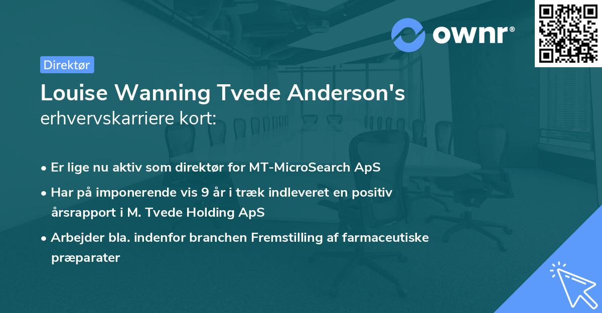 Louise Wanning Tvede Anderson's erhvervskarriere kort