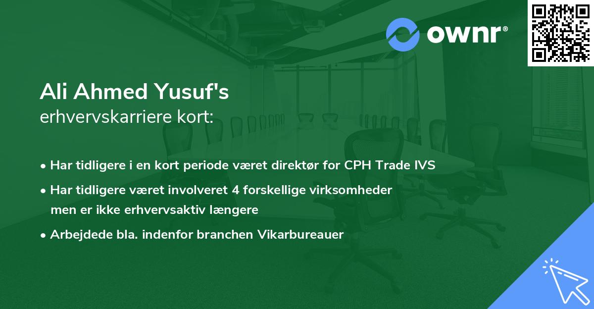 Ali Ahmed Yusuf's erhvervskarriere kort