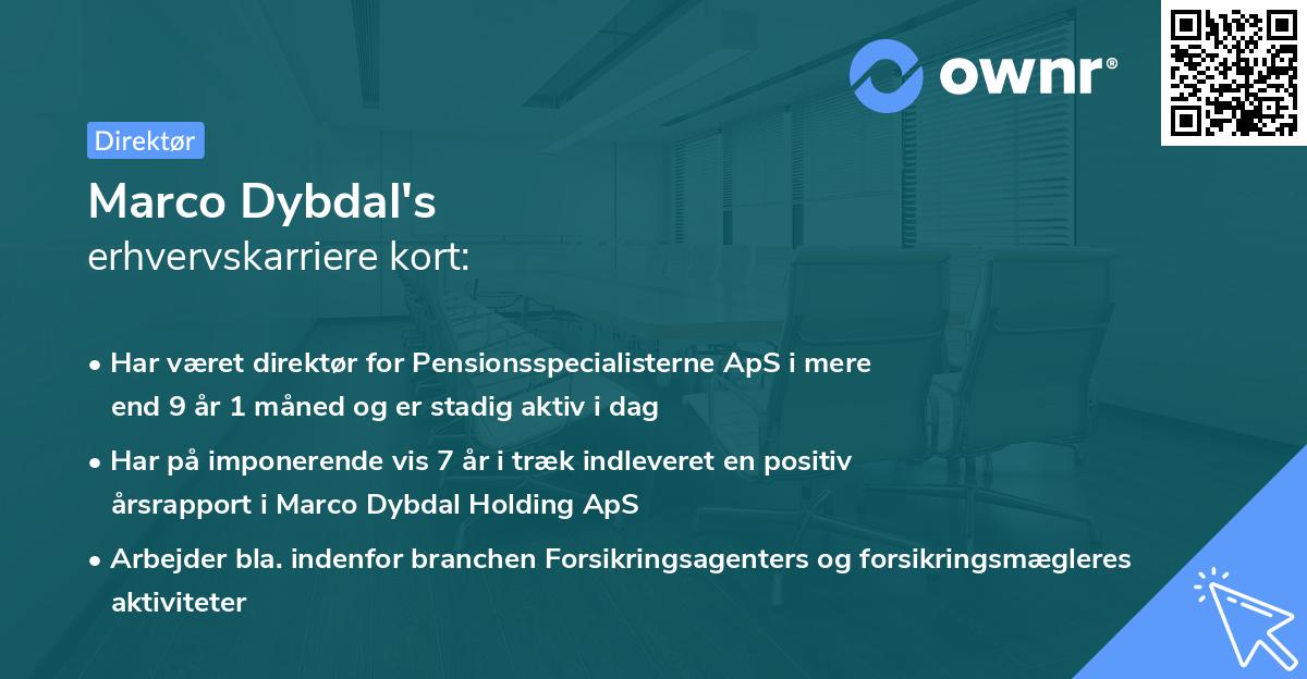 Marco Dybdal's erhvervskarriere kort