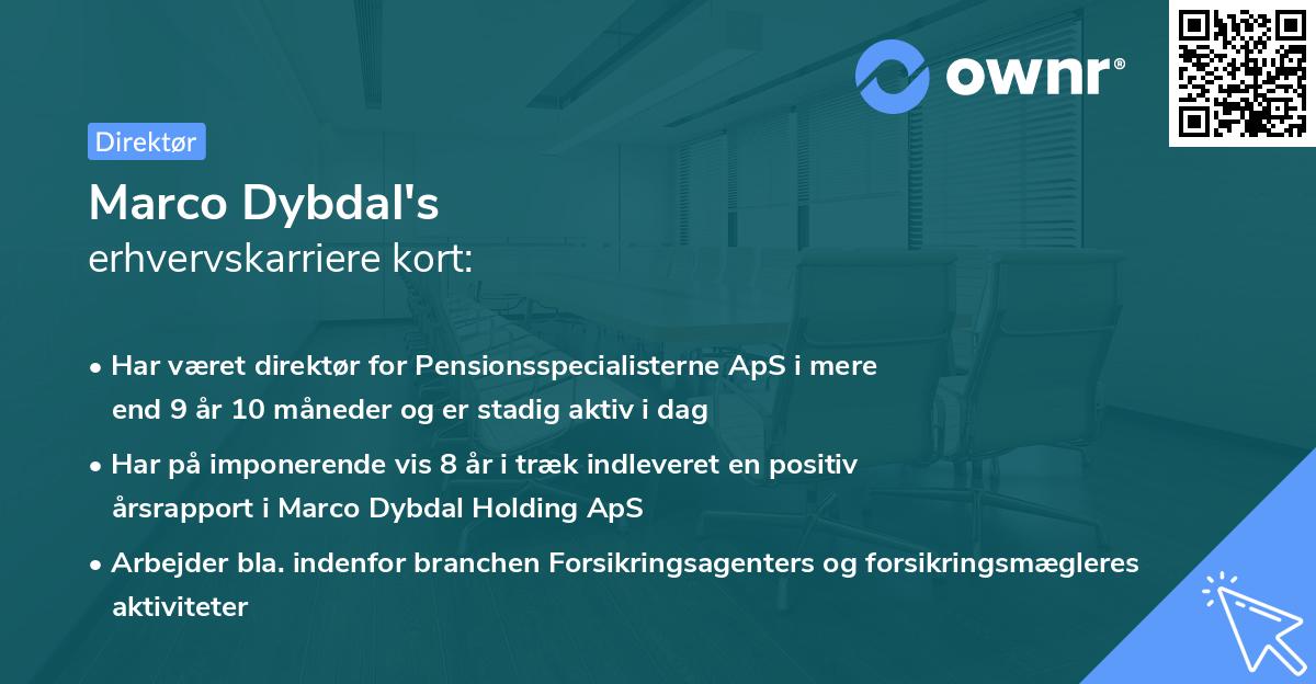 Marco Dybdal's erhvervskarriere kort