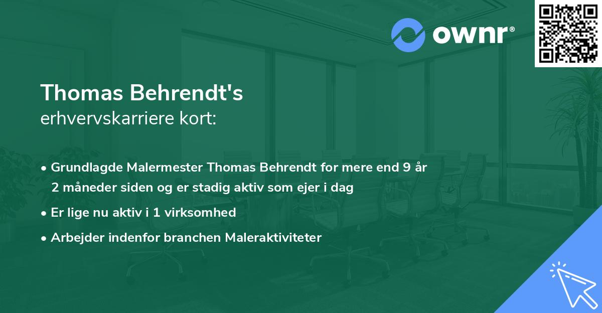 Thomas Behrendt's erhvervskarriere kort