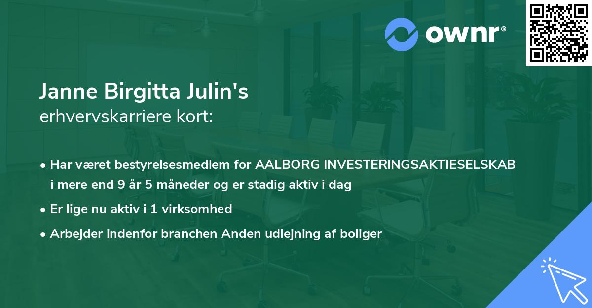 Janne Birgitta Julin's erhvervskarriere kort