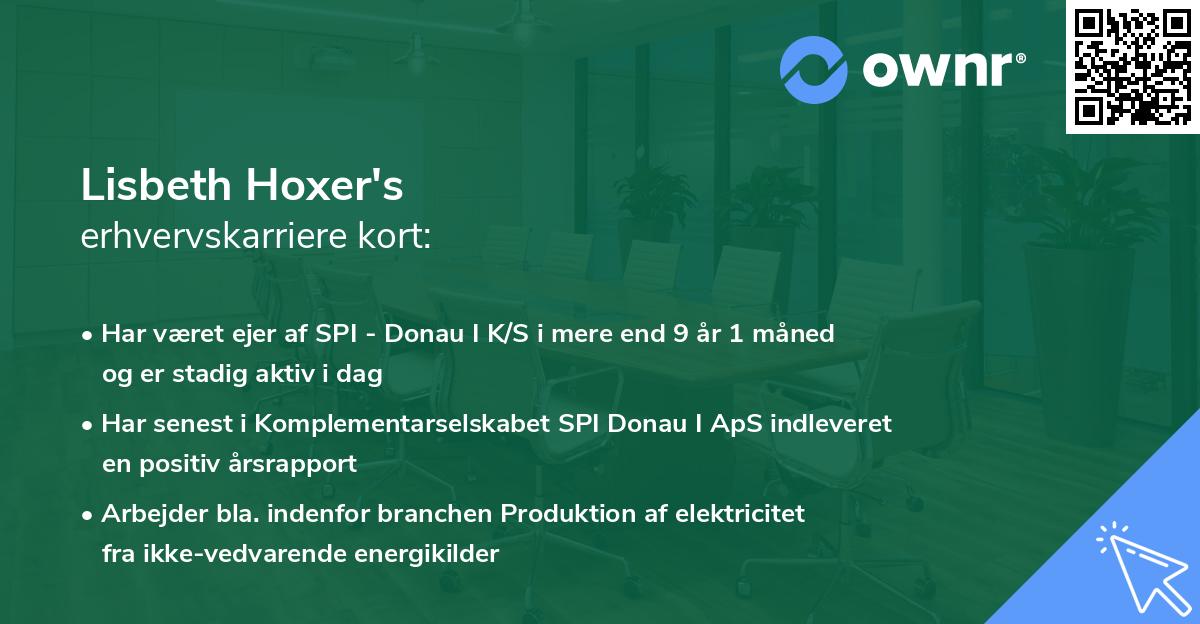 Lisbeth Hoxer's erhvervskarriere kort