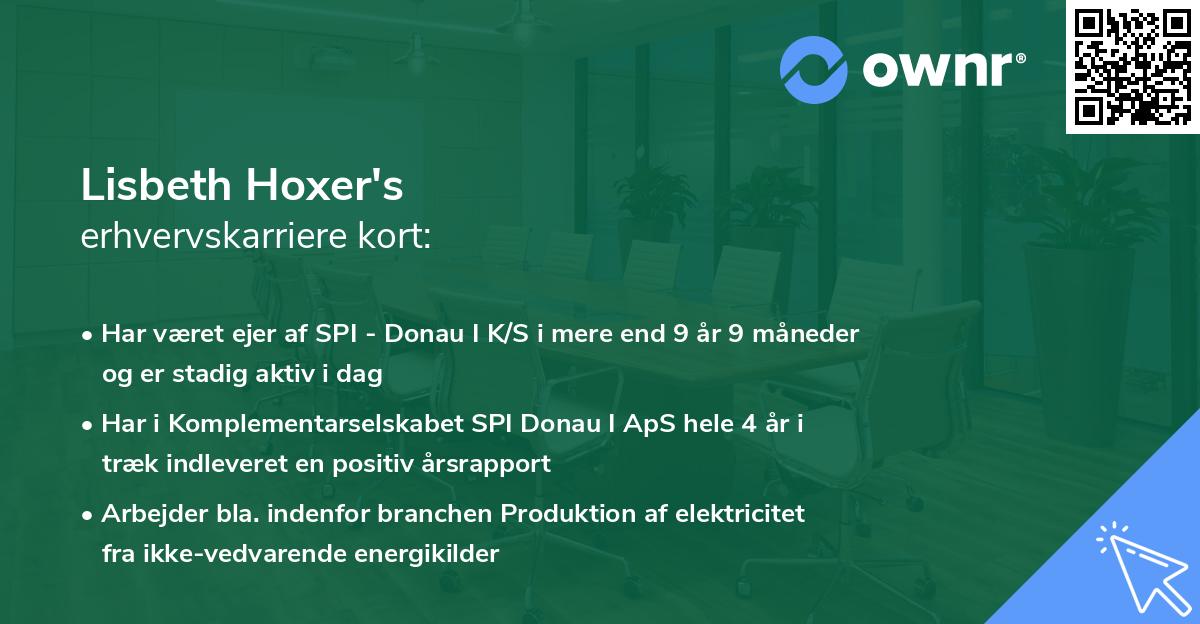 Lisbeth Hoxer's erhvervskarriere kort