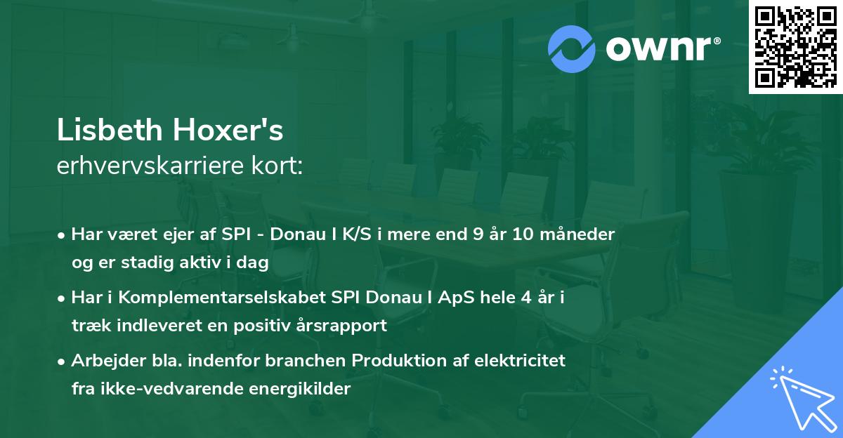 Lisbeth Hoxer's erhvervskarriere kort
