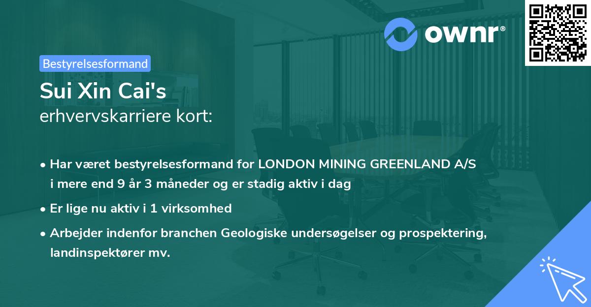 Sui Xin Cai's erhvervskarriere kort