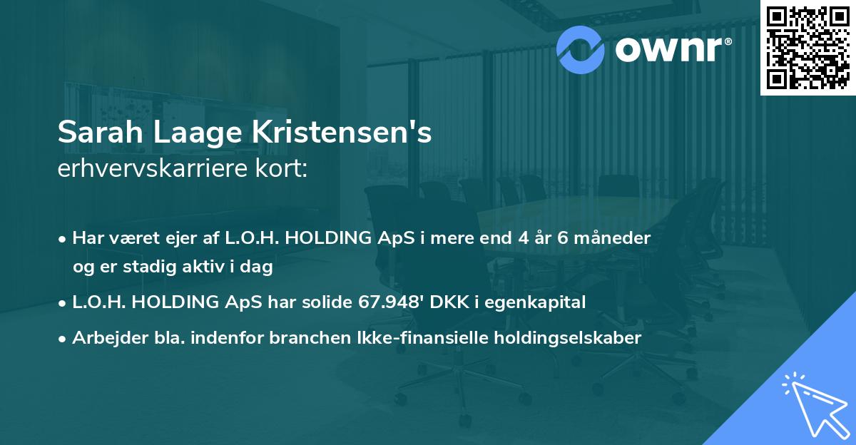 Sarah Laage Kristensen's erhvervskarriere kort