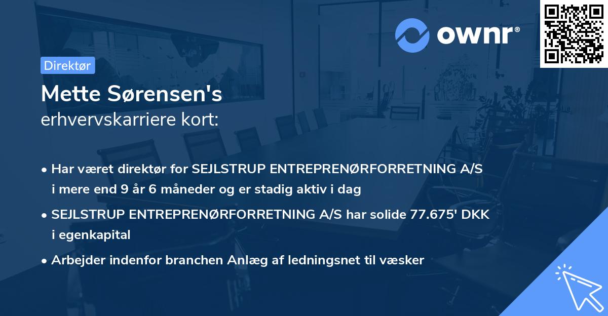 Mette Sørensen's erhvervskarriere kort