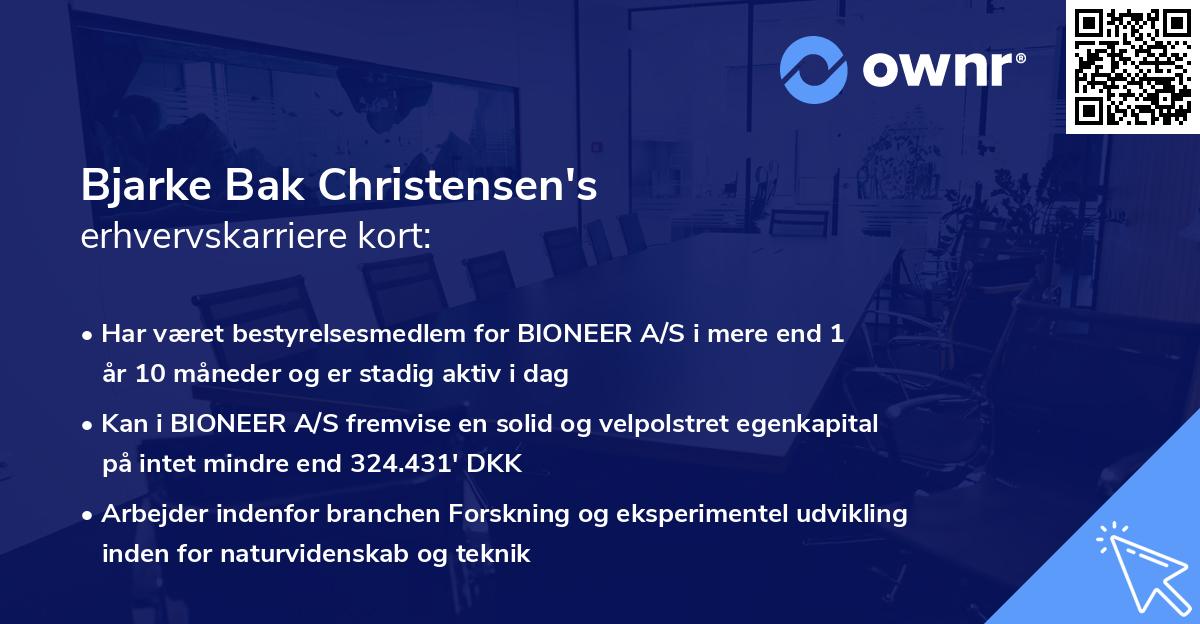 Bjarke Bak Christensen's erhvervskarriere kort